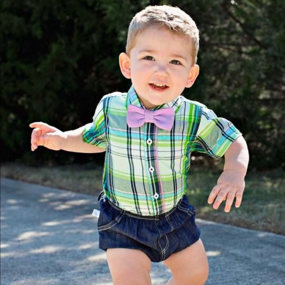 2 Piece Plaid Button-Up With 2 Pocket Denim Shorts